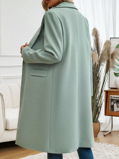 Lined long sleeve coat with pockets