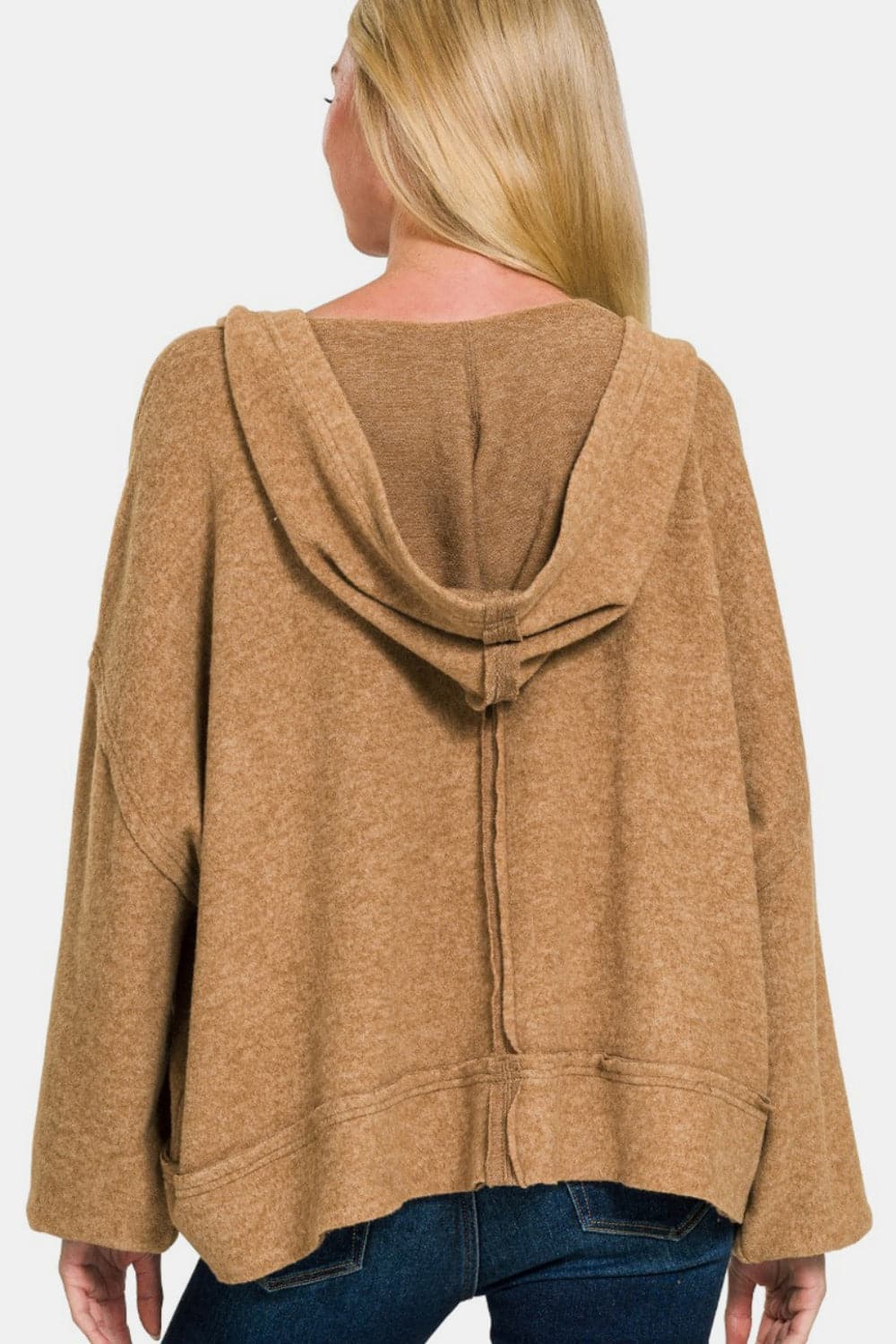 Cozy chic: The Zenana brushed hacci seam detail hoodie