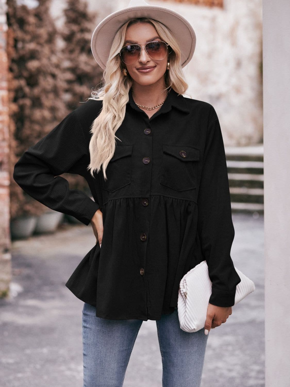 Mandy collared long sleeve blouse