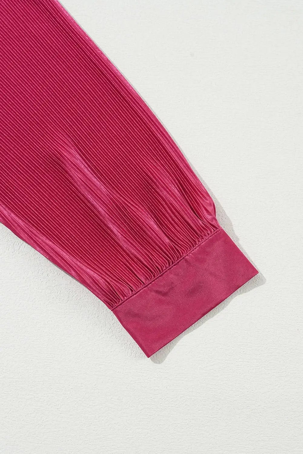 Rose Red Plus Size Ribbed Long Sleeve Shirt and Pants Pajama Set - Love Salve 