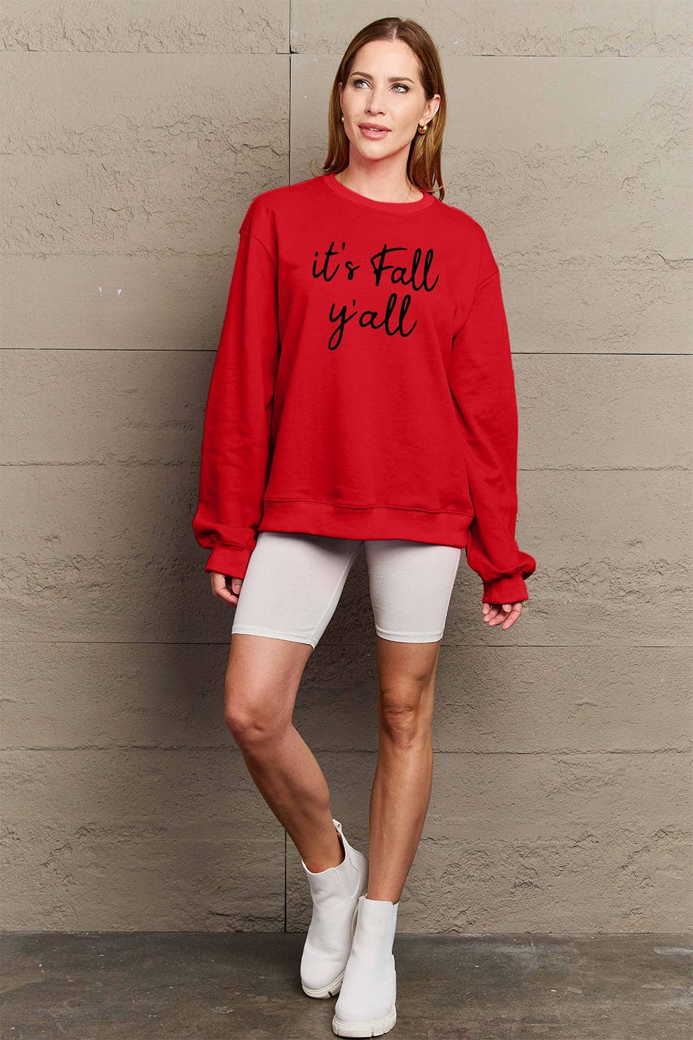 Simply Love Full Size IT'S FALL Y'ALL Graphic Sweatshirt.