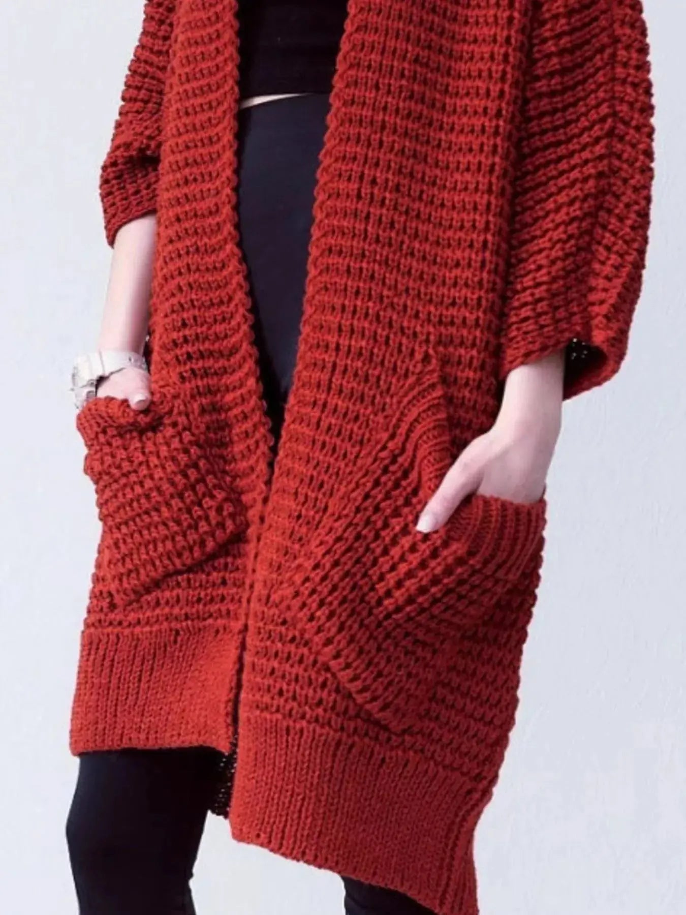 Full Size Chunky Knit Open Front Cardigan Plus Size Simply Love
