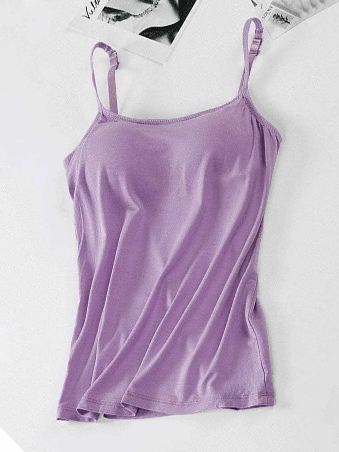 Scoop neck cami with adjustable straps - Love Salve 