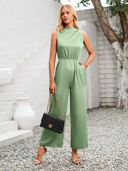 Cutout Tied Wide Leg Sleeveless Jumpsuit.