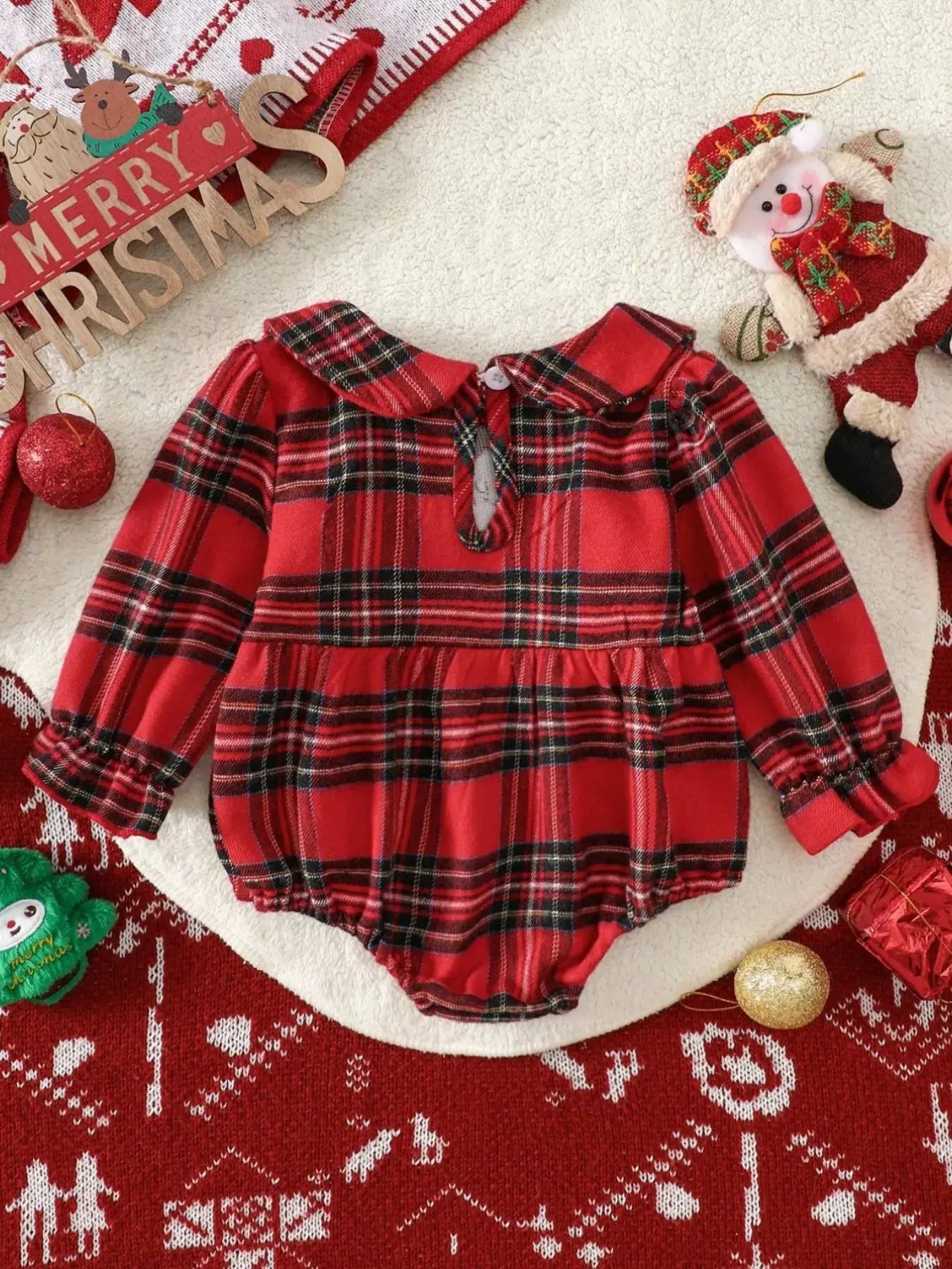Children's Christmas Plaid Gingerbread One-Piece Simply Love