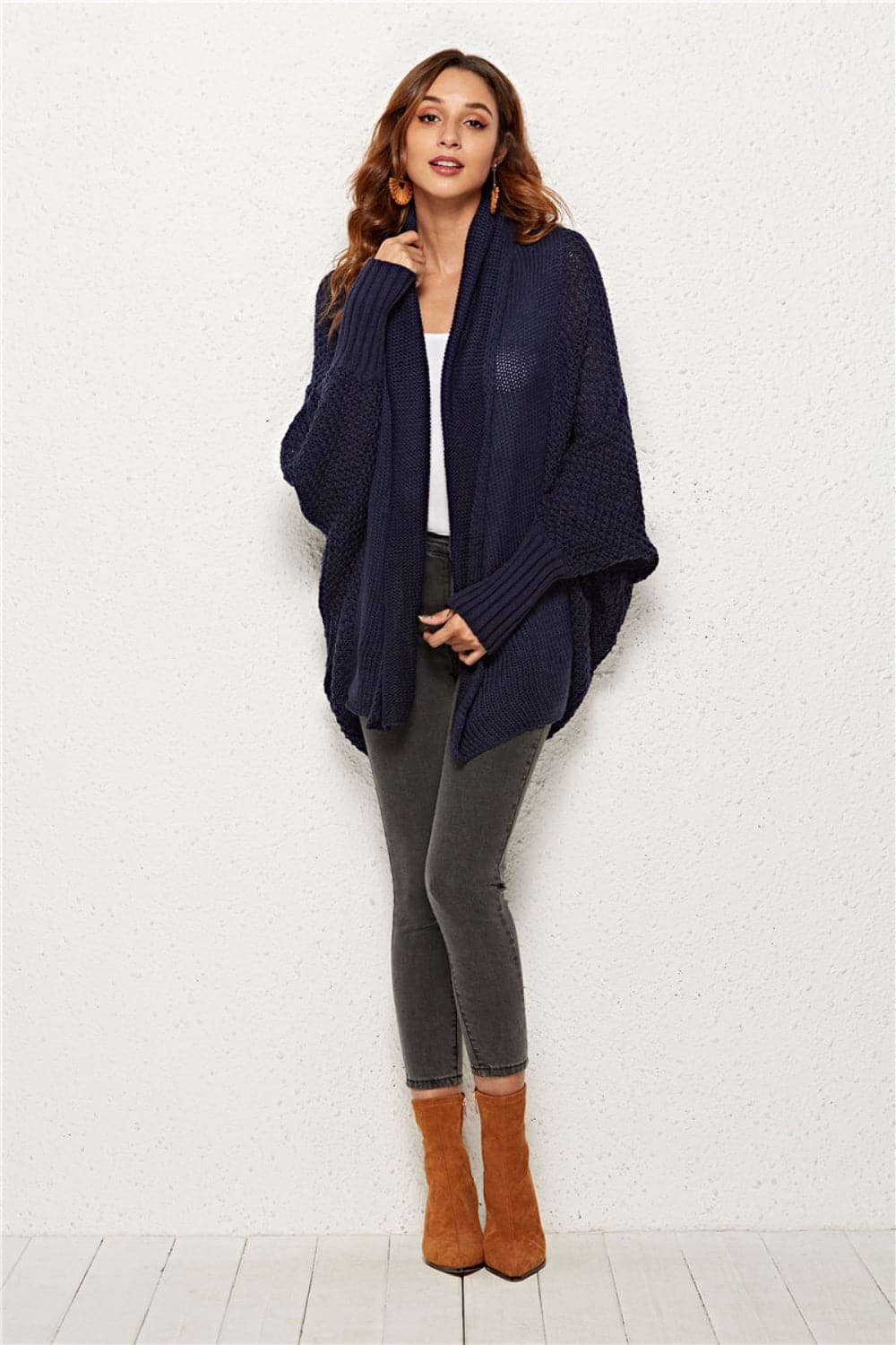 Open Front Batwing Sleeve Cardigan.