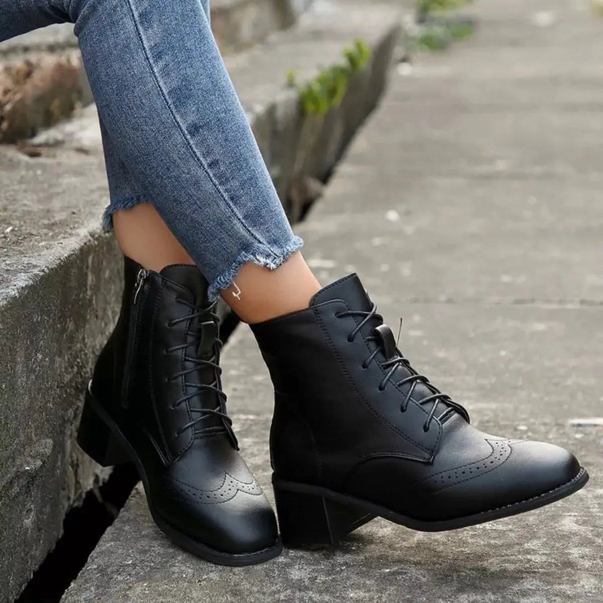 Lace-Up Ankle Boots with Zipper Simply Love