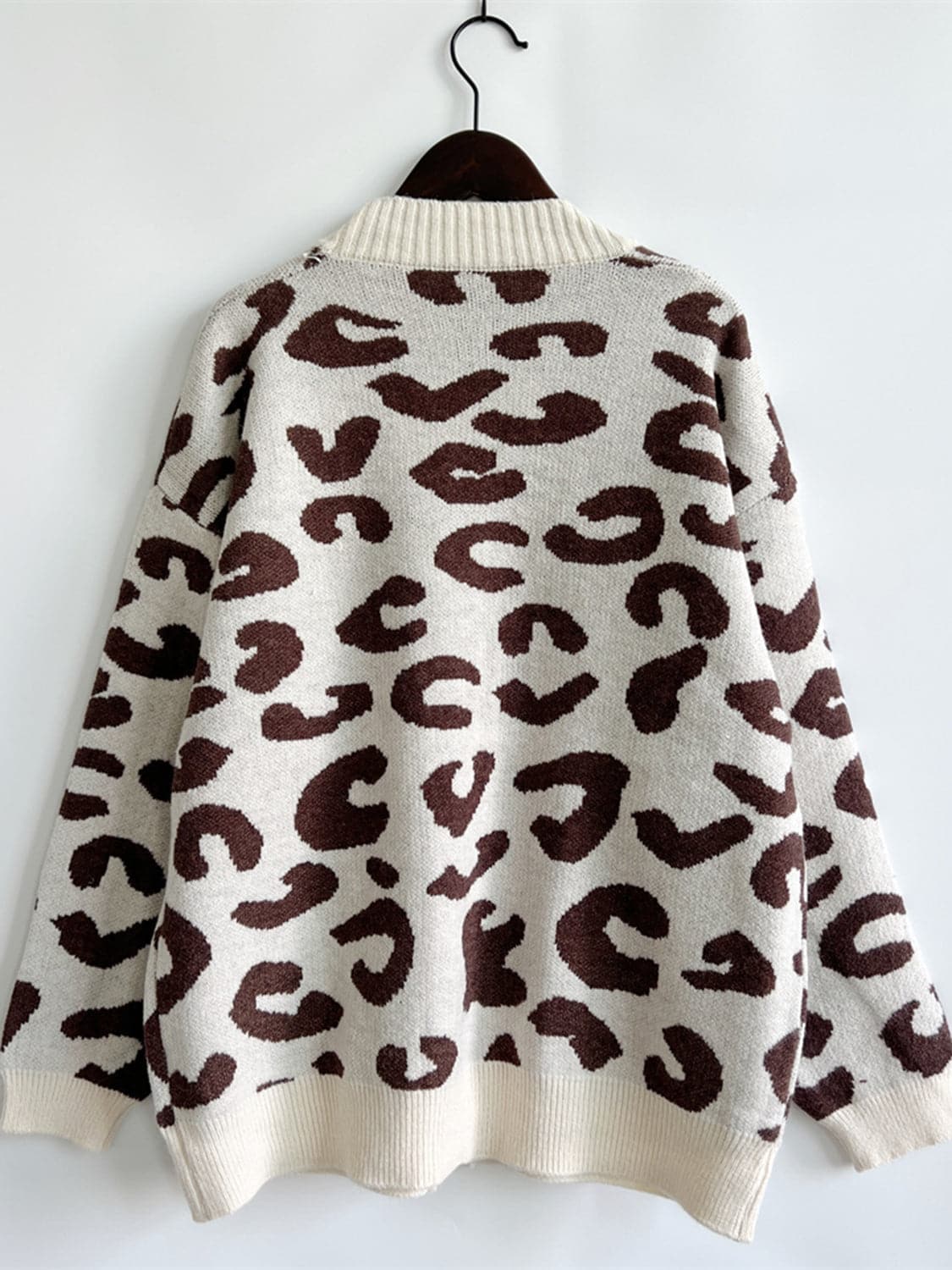 Leopard Button Front Cardigan with Pockets.