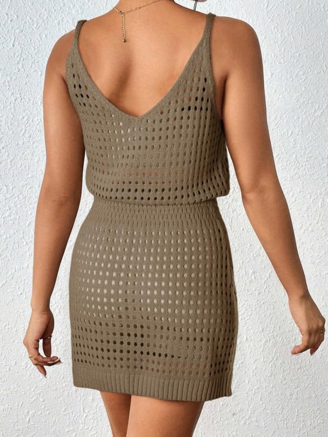 Openwork V-Neck Sleeveless Cover Up Dress.