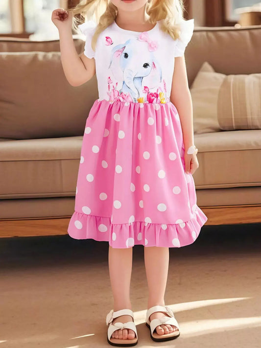 Children's Elephant Polka Dot Ruffle Hem Dress Simply Love