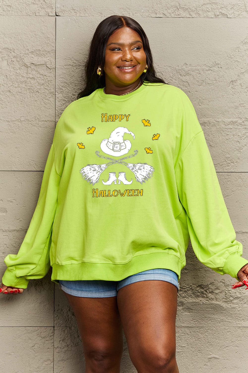 Simply Love Full Size HAPPY HALLOWEEN Graphic Sweatshirt.