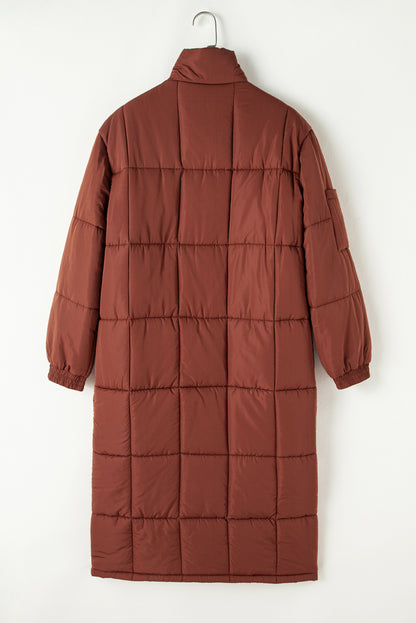 Cozy coffee quilted puffer coat