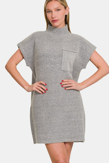 Zenana Short Sleeve Sweater Mini Dress.