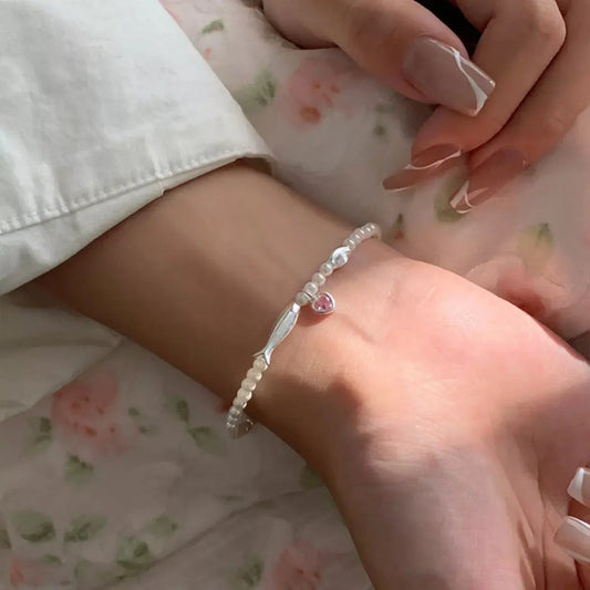 Pearl Fish Bracelet with Heart Charm Simply Love