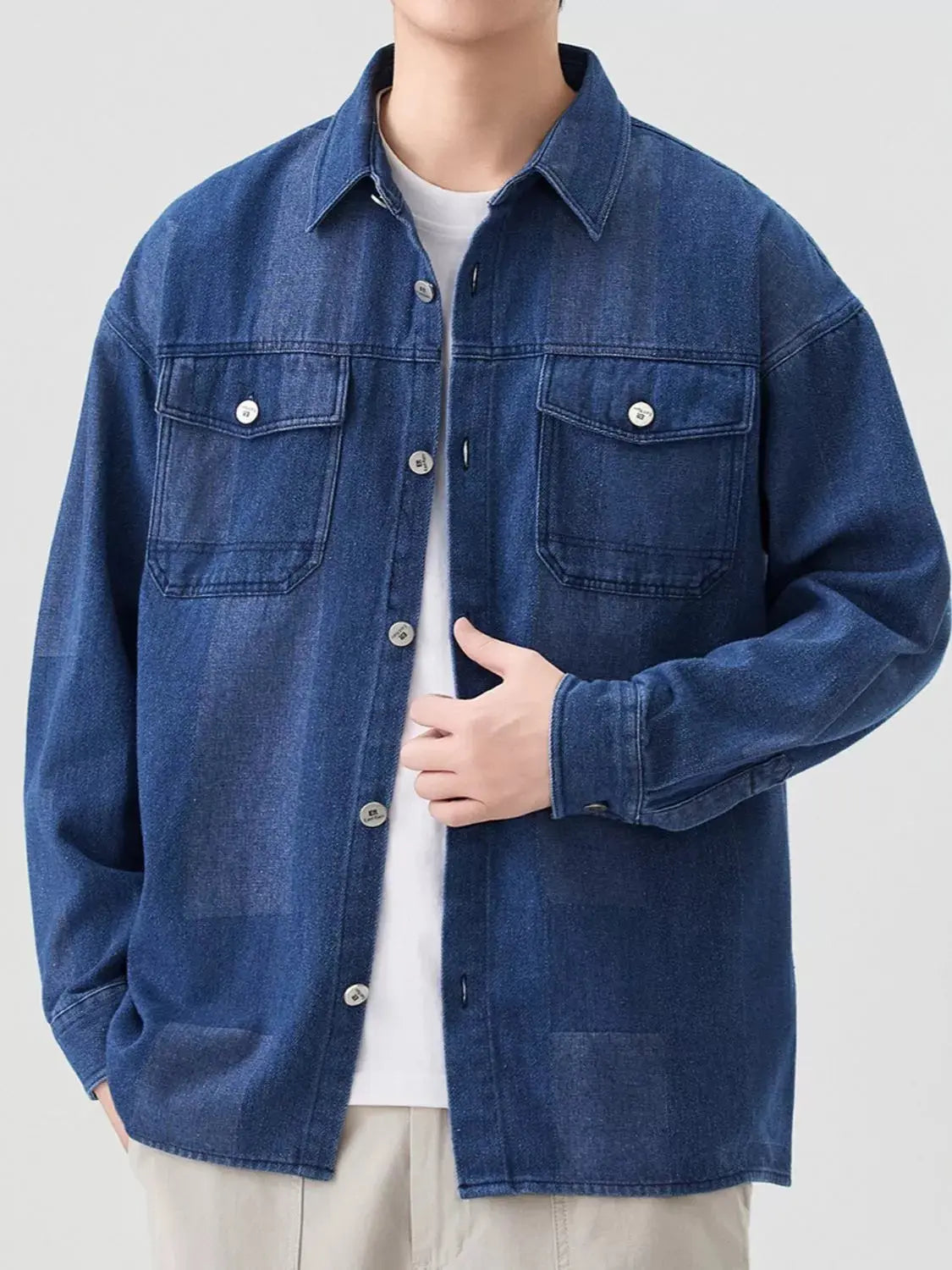 Men's Plus Size Urban Style Button Up Denim Jacket Simply Love