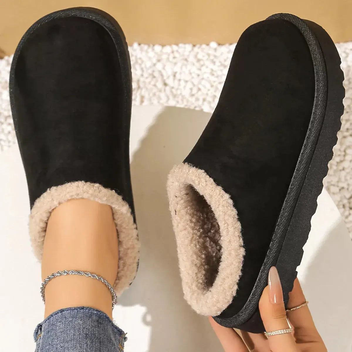 Plush Lined Round Toe Slippers Simply Love
