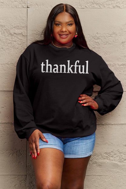 Simply Love Full Size THANKFUL Graphic Sweatshirt.