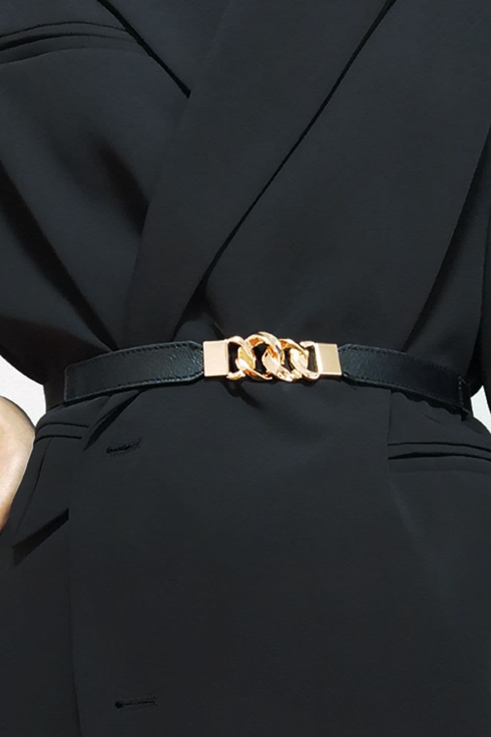 Zinc Alloy Buckle Elastic PU Belt.