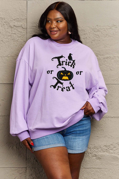 Simply Love Full Size TRICK OR TREAT Graphic Sweatshirt.