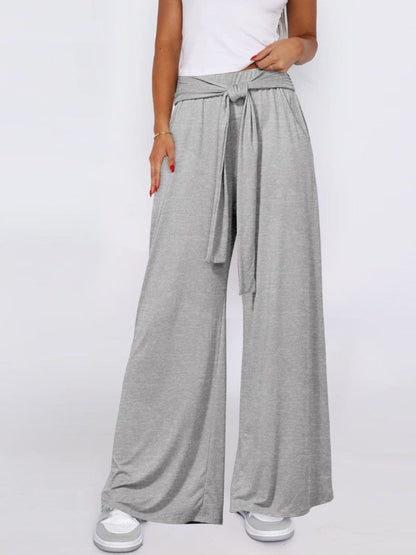 Chic tied wide-leg pants with convenient pockets