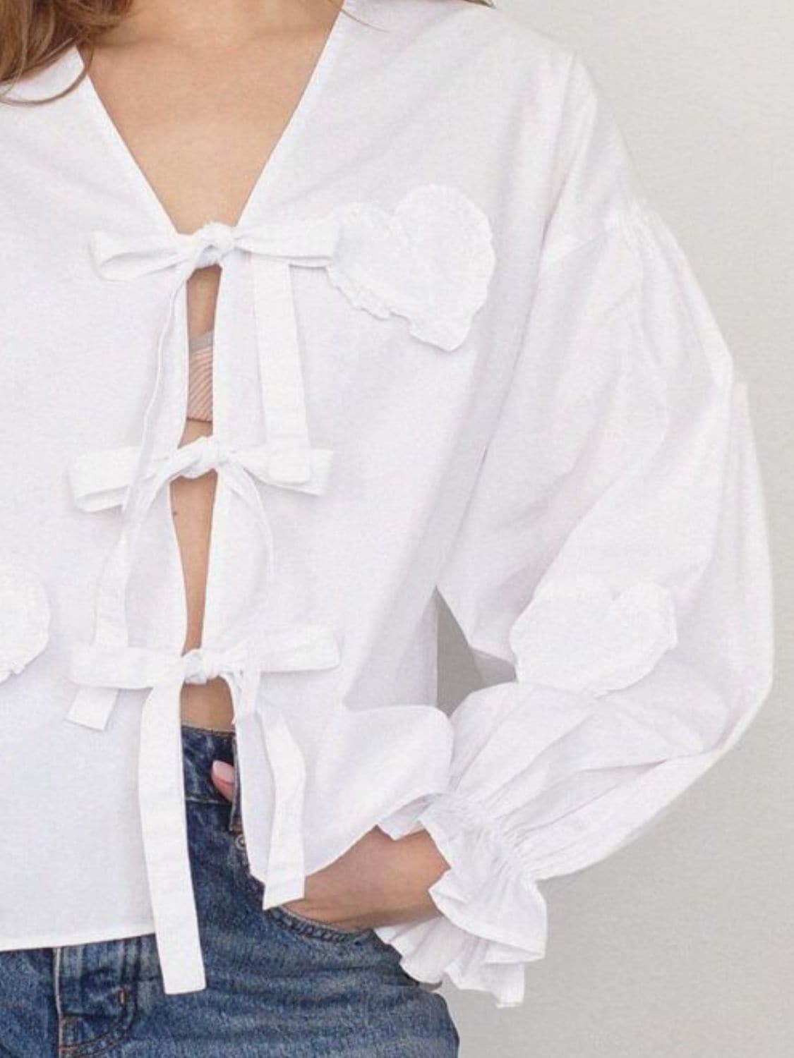 Chic tied ruffle sleeve top