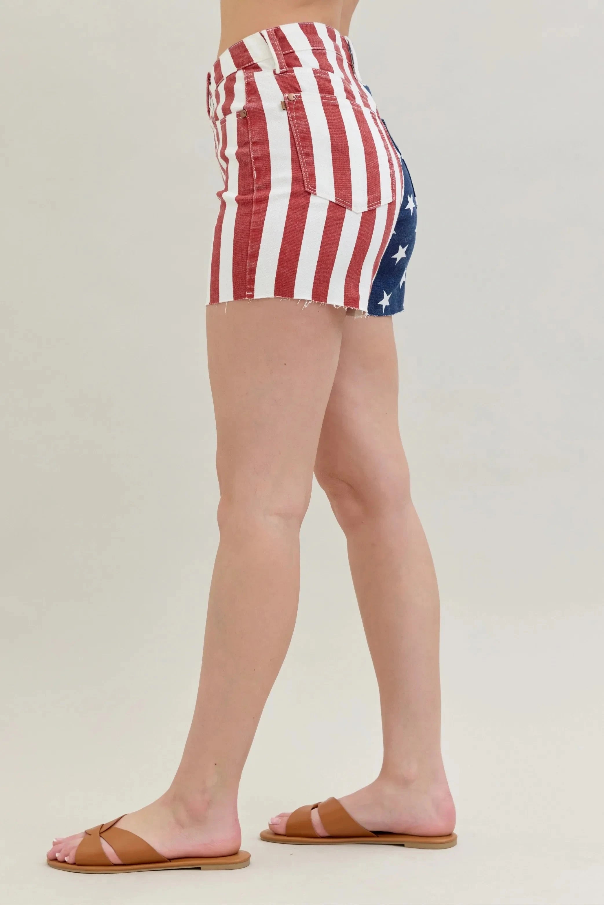 Judy Blue Full Size High Waist Americana Flag Fray Hem Shorts Plus Size Coco’s Tee Boutique