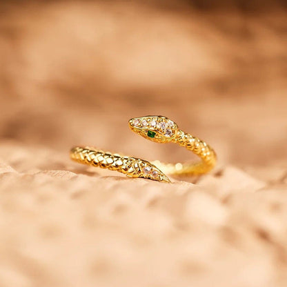 Snake Shape 18K Gold-Plated Bypass Ring.