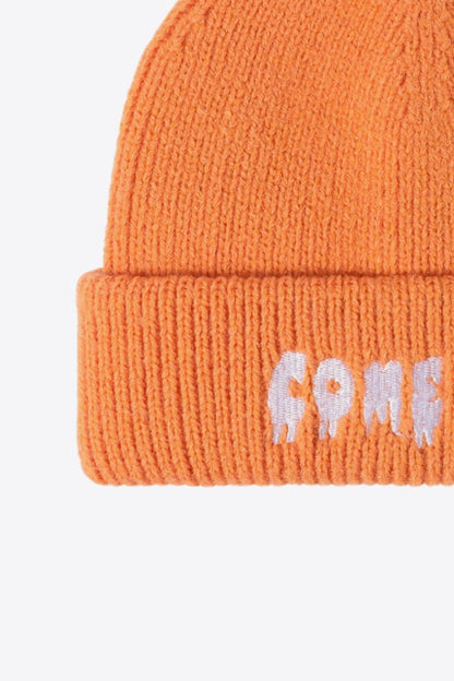 COME ON Embroidered Cuff Knit Beanie.