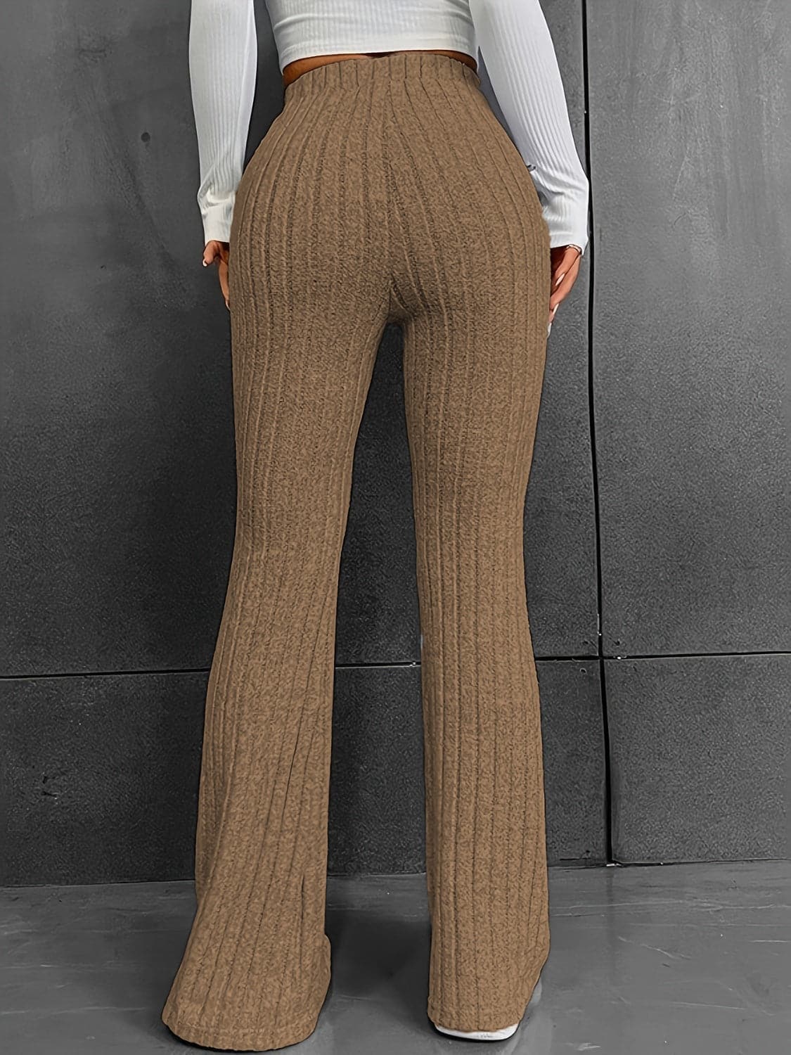 Ribbed High Waist Bootcut Pants.