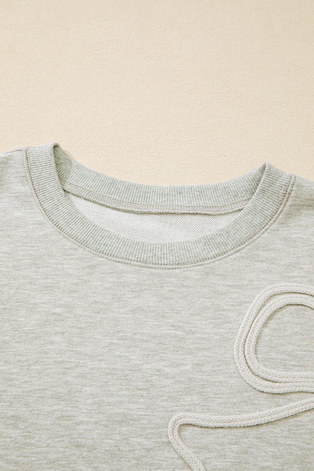 Light Grey Plus Size Embroidered Drop Shoulder Sweatshirt