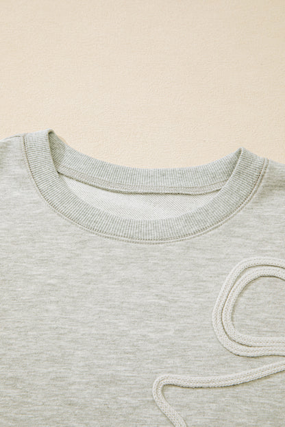 Light Grey Plus Size Embroidered Drop Shoulder Sweatshirt