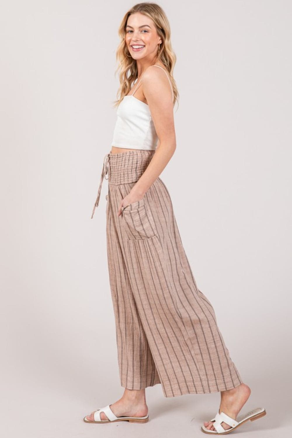 SAGE + FIG Cotton Gauze Wash Stripe Pants.