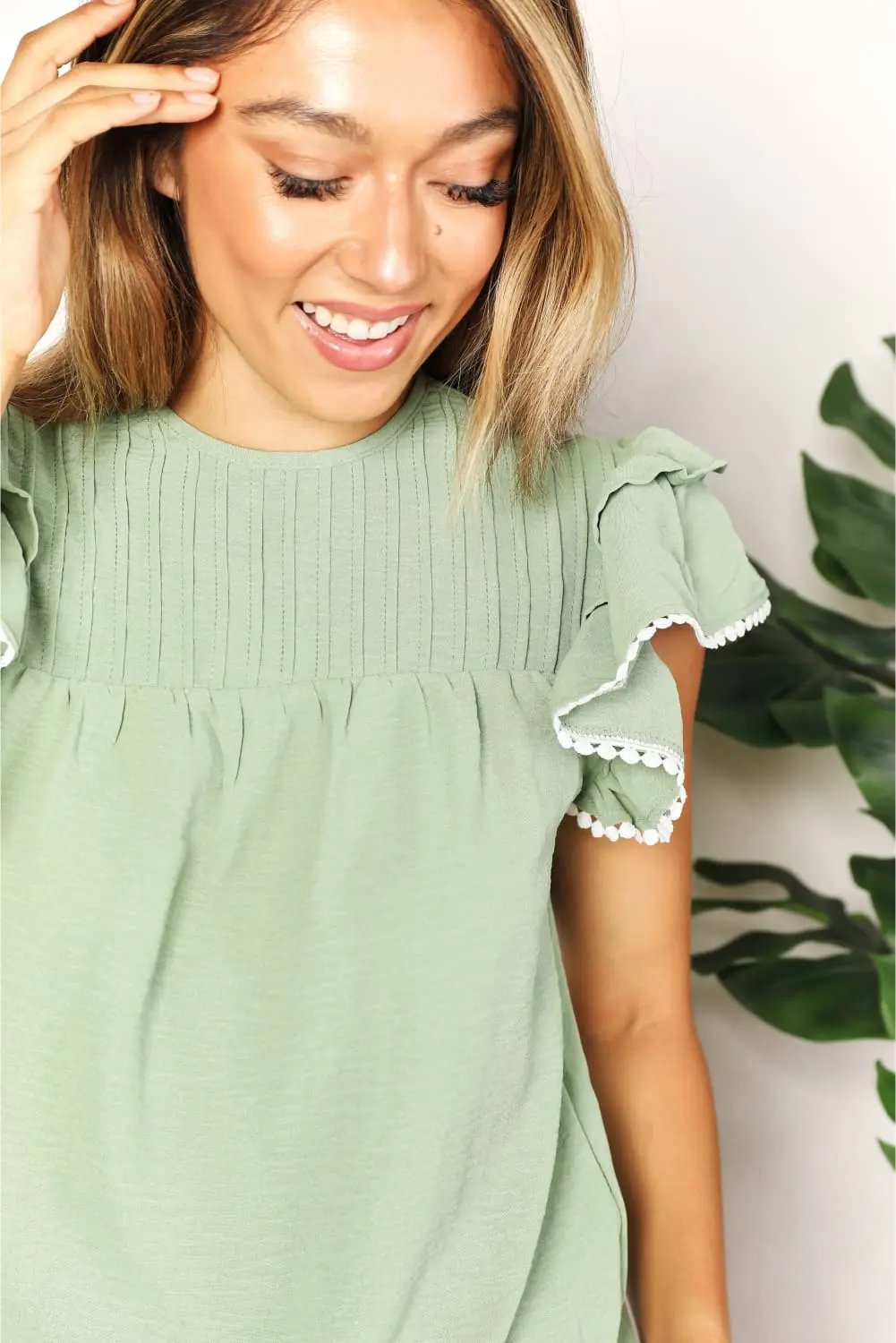 Double Take: Flutter Sleeve Blouse - Love Salve