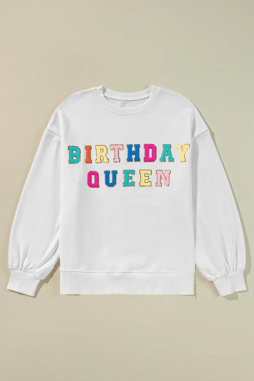 Birthday queen sequin-embellished long sleeve sweatshirt