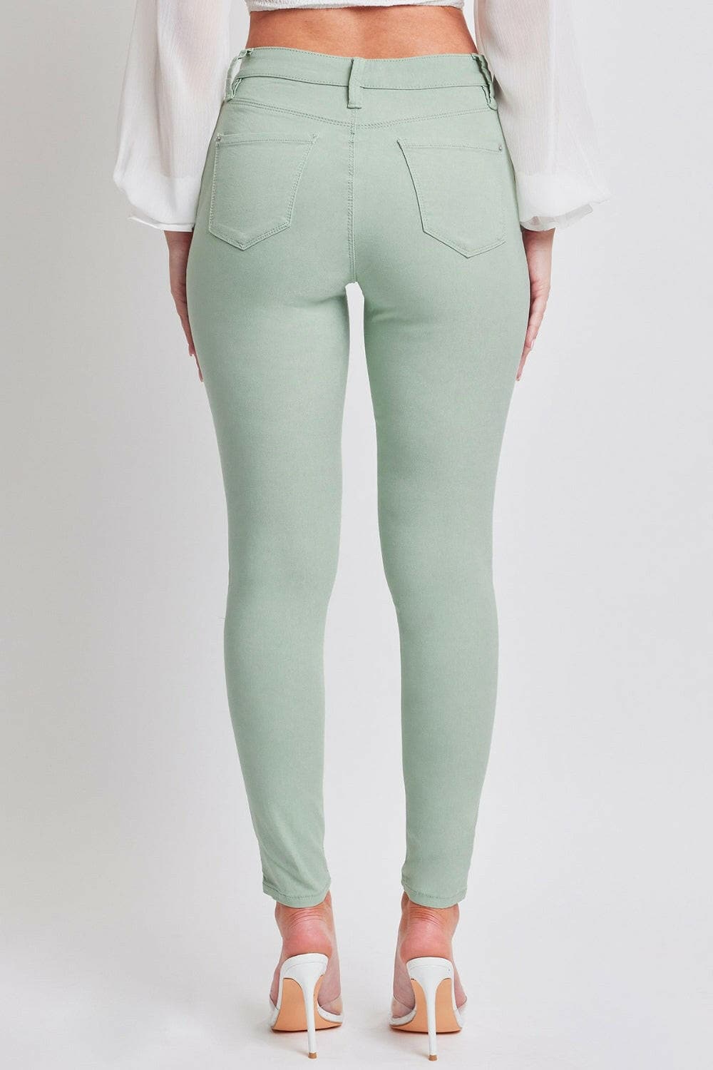 Hyperstretch Mid-Rise Skinny Jeans by YMI Jeanswear.