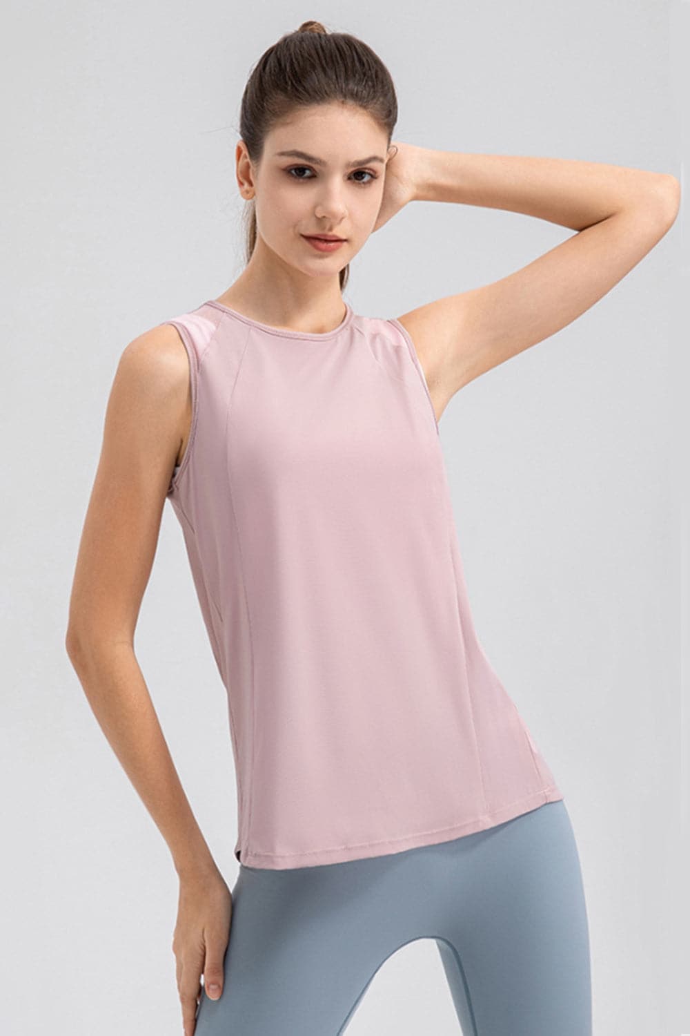 Round Neck Wide strap Active Tank.