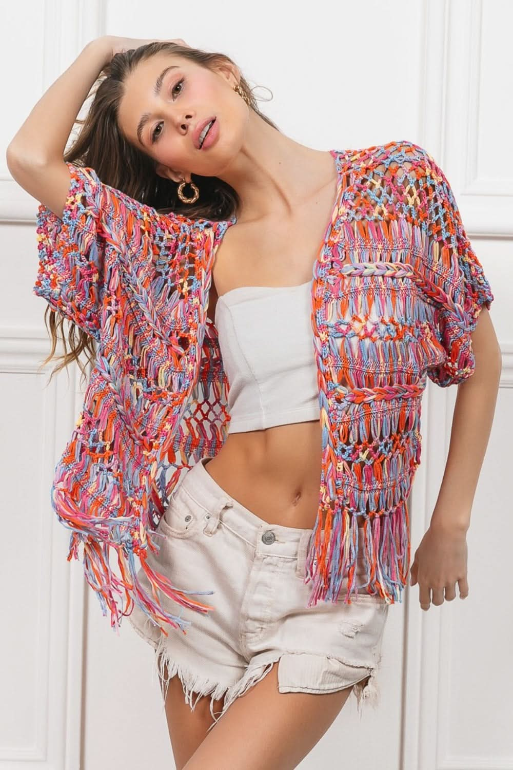 BiBi fringed crop cardigan