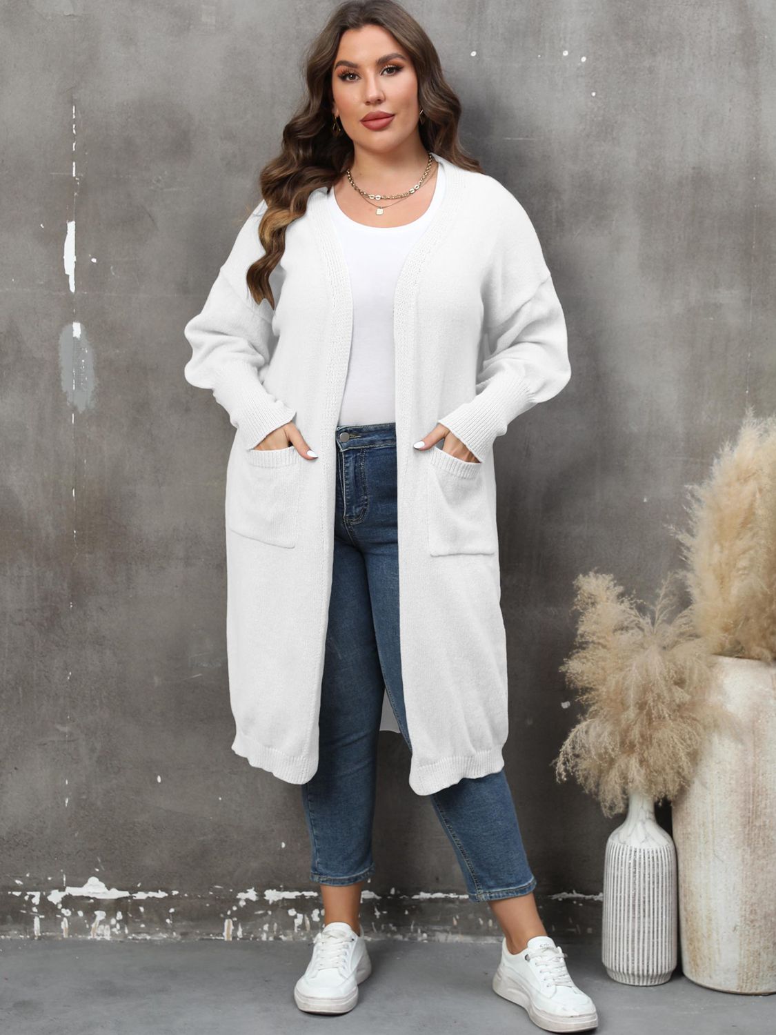 Plus Size Long Sleeve Pocketed Cardigan Coco’s Tee Boutique