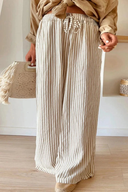 Stylish Plus Size Striped Wide Leg Trousers