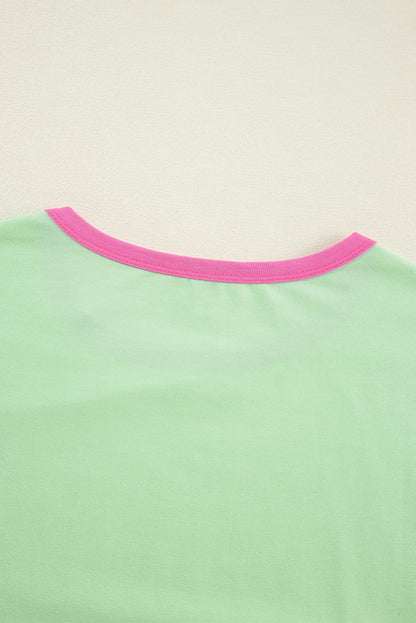 Oversized green colorblock top