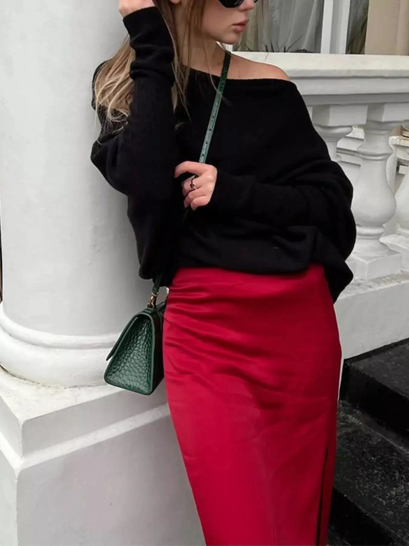 Boat Neck Long Sleeve Sweater Simply Love