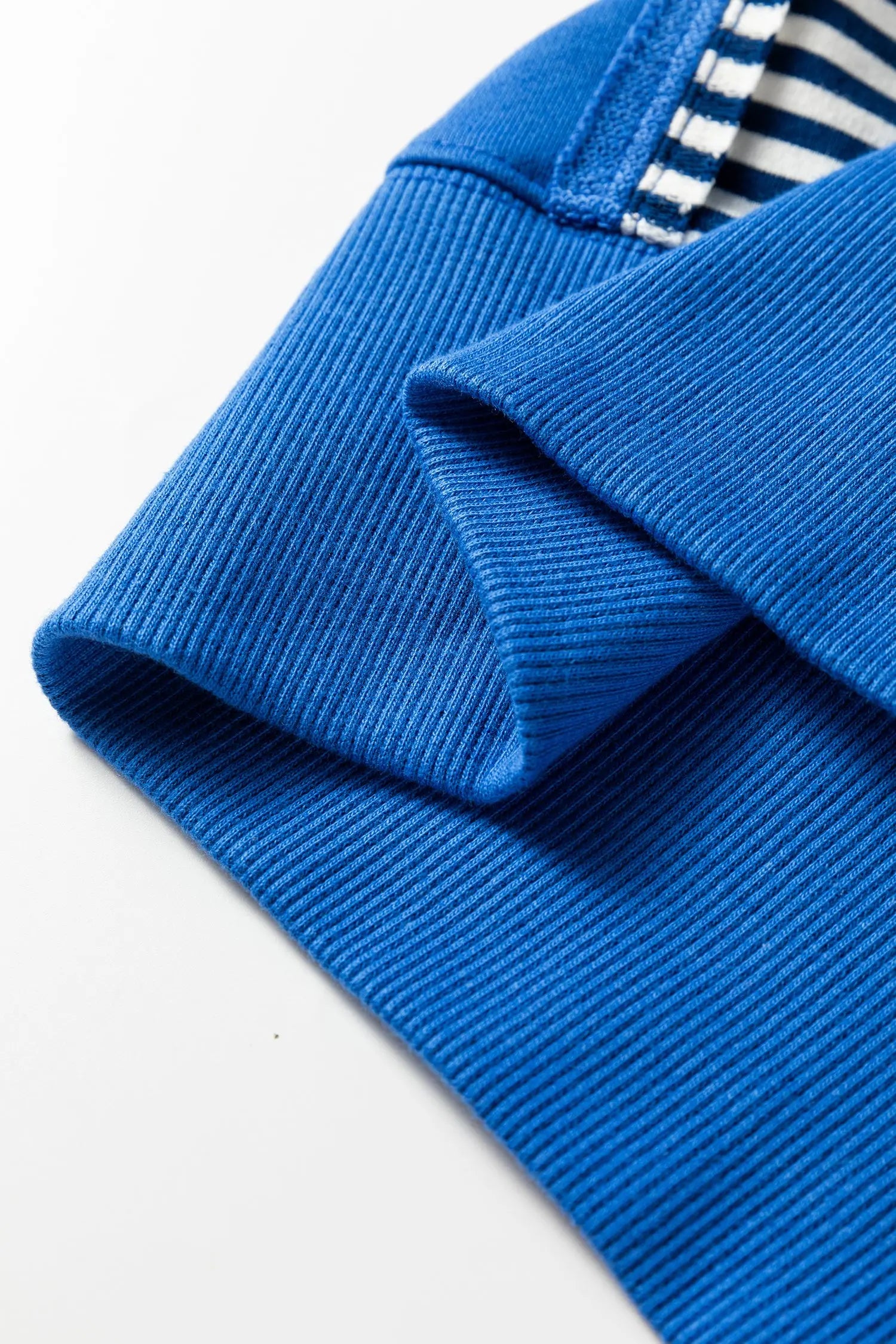 Dark Blue Striped Patchwork Sleeve Colorblock Sweatshirt Dear-Lover Dropshipping