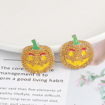 Demon pumpkin earrings with rhinestones