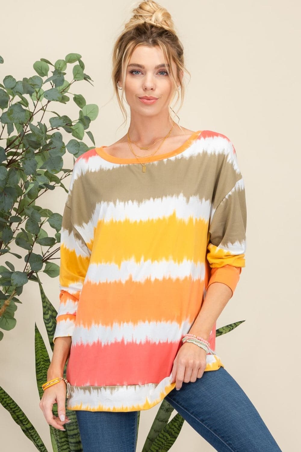 Celeste striped long sleeve tee for stylish comfort