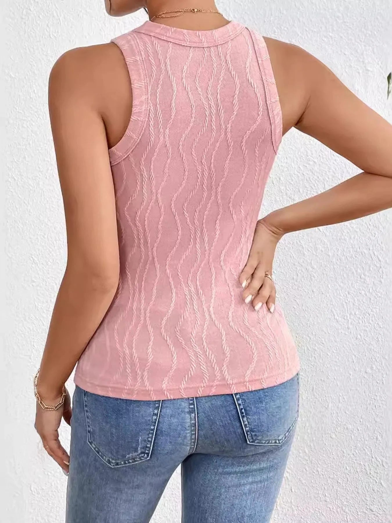 Textured Round Neck Tank Top Coco’s Tee Boutique