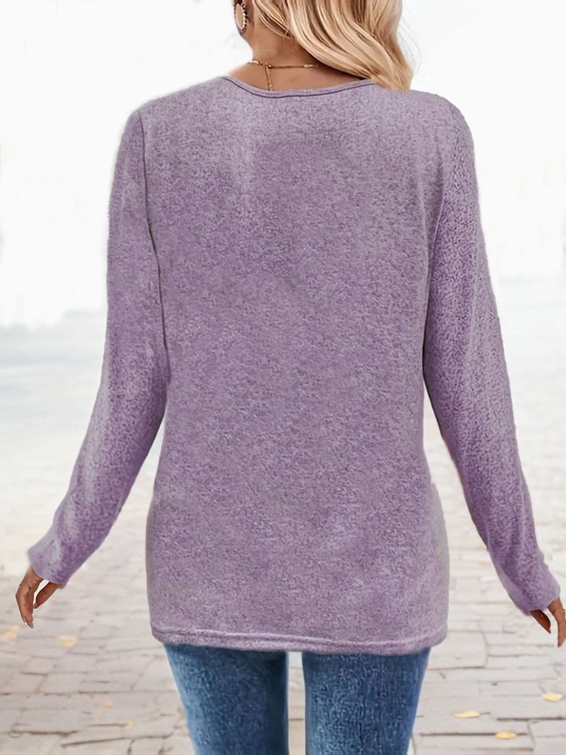 Fitted square neck long sleeve tee