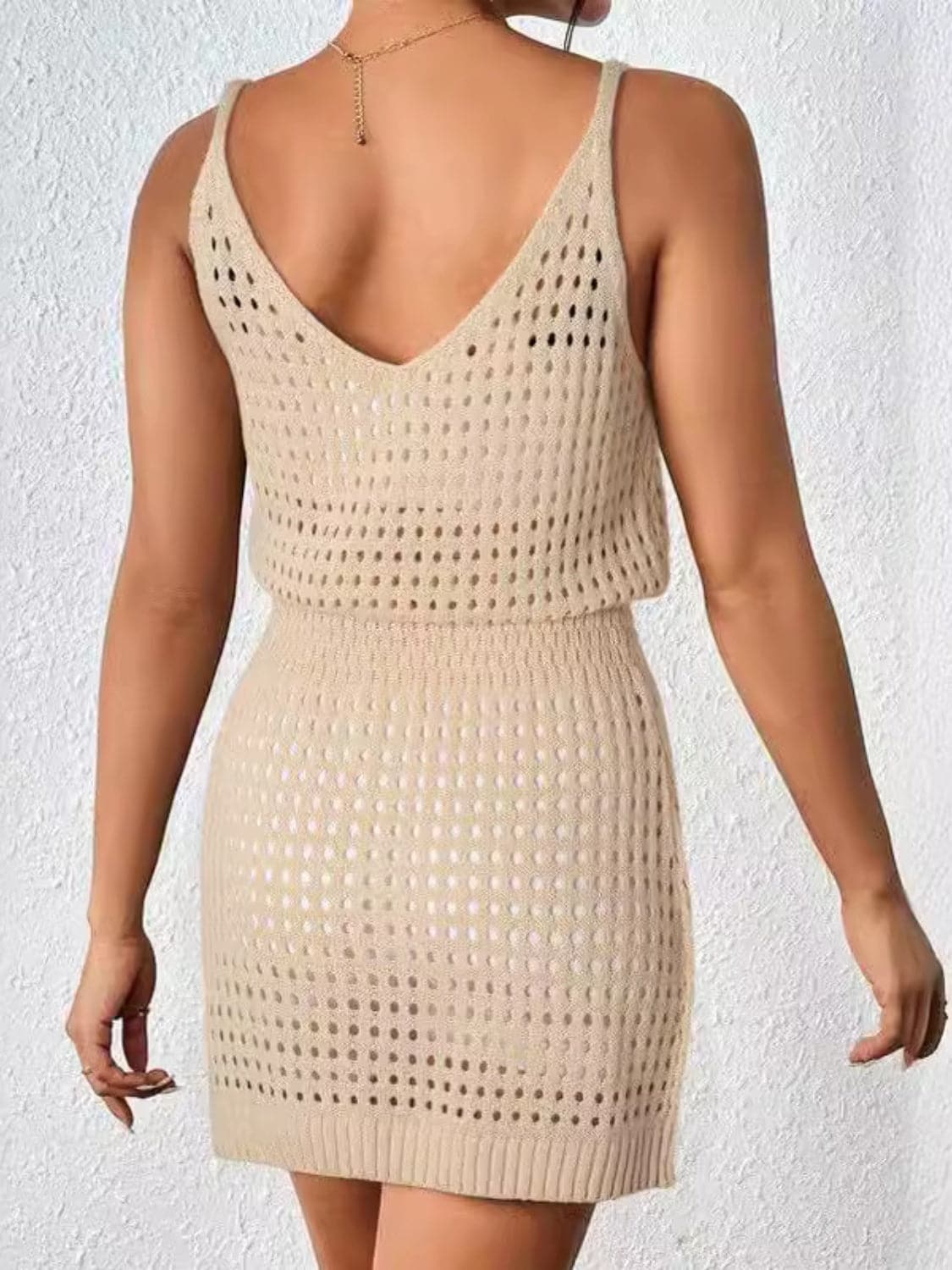 Openwork V-Neck Sleeveless Cover Up Dress.