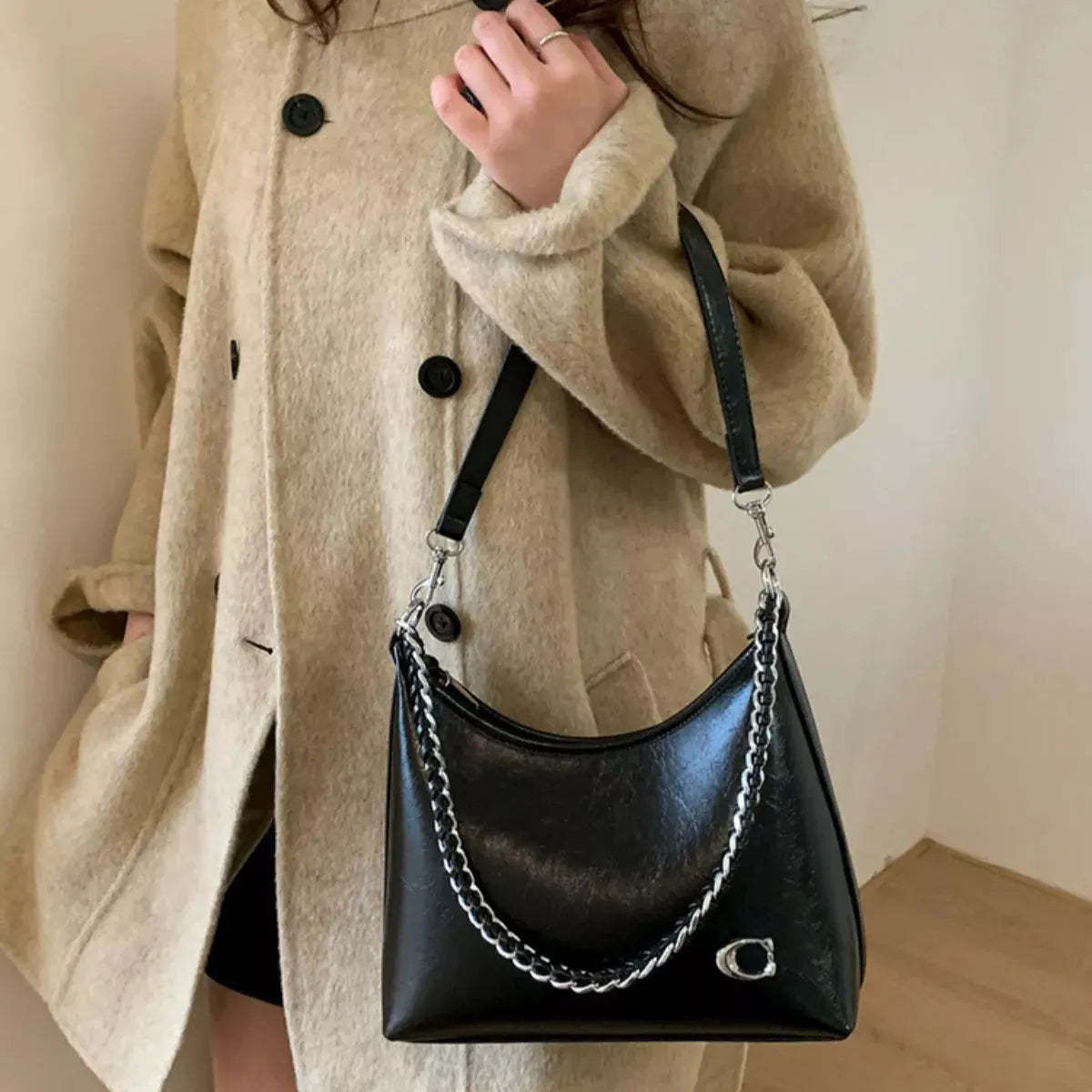 Chic Chain Accent Shoulder Bag Simply Love