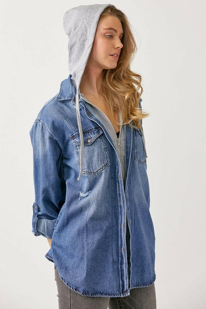 RISEN Zip Up Hooded Denim ShirtIntroducing the RISEN Zip Up Hooded Denim Shirt
 Elevate your wardrobe with the RISEN Zip Up Hooded Denim Shirt – a revolutionary blend of classic denim style and moLove Salve Hooded Denim ShirtTIKTOK