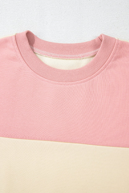 Cozy meadow mauve patchwork colorblock sweatshirt